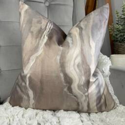 Prestigious Textiles Marble Lava Alabaster Velvet Cushion Cover, Throw Pillow, Cover Pillow - Double Sided Beige Grey Worldwide Shipping
