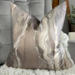 Prestigious Textiles Marble Lava Alabaster Velvet Cushion Cover, Throw Pillow, Cover Pillow - Double Sided Beige Grey Worldwide Shipping - thumbnail 3