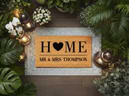 Home Doormat - Personalized Last Name Gift Coir Non-Slip Entry Way Mat Wedding Gift Housewarming Fall Decor - thumbnail 1