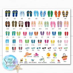 Personalised Flip Flops Family Wall Art. Birthday Gift For Mum. Print. Picture Beach Loving Family. Housewarming Present - thumbnail 3