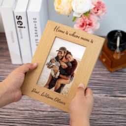 Family Photo Frame Gift For Him Her, Engraved Wooden Frame, Family Picture Dad Gift, Home Decor Personalized - thumbnail 2