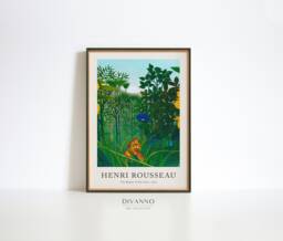Rousseau Jungle Lion Print, Tropical Green Canvas, French Decor - thumbnail 1