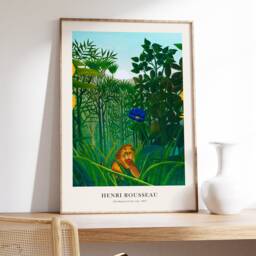 Rousseau Jungle Lion Print, Tropical Green Canvas, French Decor - thumbnail 3
