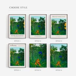 Rousseau Jungle Lion Print, Tropical Green Canvas, French Decor - thumbnail 2