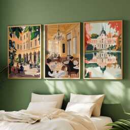 Set Of 3 Vienna Posters, Austria Travel Prints, Austrian City Wall Art Set, Imperial Palace Decor, European Classical Prints - thumbnail 2