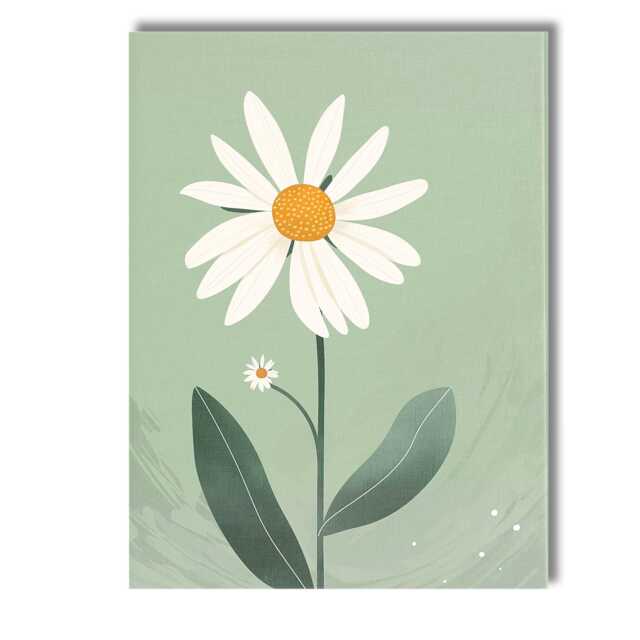 Soft Sage Daisy Botanical Illustration Contemporary Floral Art Canvas Wall Print Decor Picture Ready To Hang - image 1