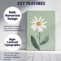 Soft Sage Daisy Botanical Illustration Contemporary Floral Art Canvas Wall Print Decor Picture Ready To Hang - thumbnail 2