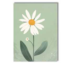 Soft Sage Daisy Botanical Illustration Contemporary Floral Art Canvas Wall Print Decor Picture Ready To Hang - thumbnail 1