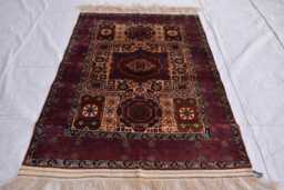 Handmade Silk Mamluk Rug Oriental Geometric Carpet - 5.1x3.2 Ft - thumbnail 1