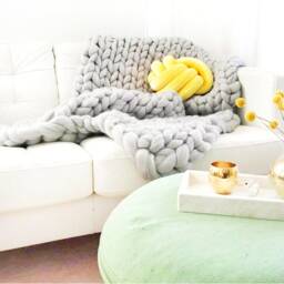 Chichibou Handmade Xxl 100% Organic Merino Chunky-Knit Wool Blanket 150 X 200 cm-The Must-Have For Snug Winter Evenings - thumbnail 2