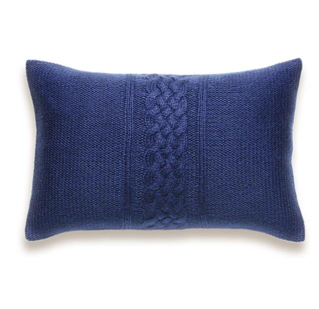 Decorative Cable Knit Pillow Cover in Dark Blue 12x18 Inch Lumbar Cushion - image 1