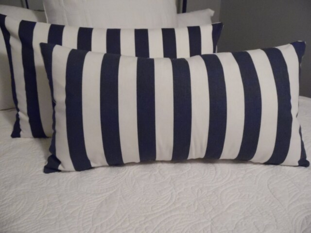 Chambray. Dark Blue.washed Blue.white.chambray Stripes.cabana Stripe.cotton.pillow Cover.pool Decor.patio Decor.home Decor Nautical Decor - image 1