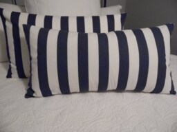Chambray. Dark Blue.washed Blue.white.chambray Stripes.cabana Stripe.cotton.pillow Cover.pool Decor.patio Decor.home Decor Nautical Decor - thumbnail 1