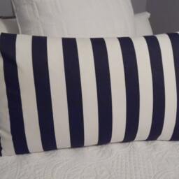 Chambray. Dark Blue.washed Blue.white.chambray Stripes.cabana Stripe.cotton.pillow Cover.pool Decor.patio Decor.home Decor Nautical Decor - thumbnail 3