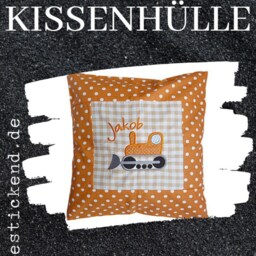 Embroidered Pillow Caterpillow + Name //Orange - Natural// 40x40 Pillowcase Gift Cuddly Cuddle Name - thumbnail 4