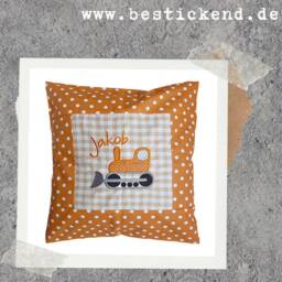 Embroidered Pillow Caterpillow + Name //Orange - Natural// 40x40 Pillowcase Gift Cuddly Cuddle Name - thumbnail 3