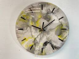 25cm Grey Yellow Black & White Abstract Modern Resin Wall Clock, Unusual Decor, Unique Clocks
