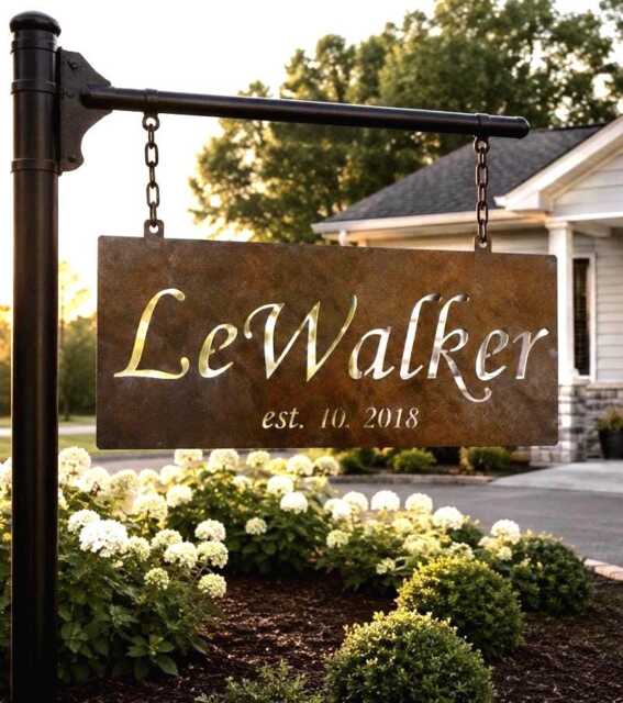 Custom Metal Sign Salon Business Address Plaque Personalized Name Bronze Wall Art Hanging Outdoor Entrance Marker Industrial Home Office - image 1