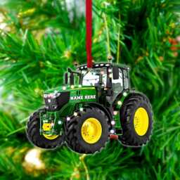 Personalized Green Tractor Ornament 2024, With Christmas Light Tree Hanger, 2D Ornament, Gifts For Farmer - thumbnail 4