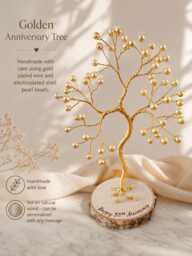Personalised Golden Anniversary Gift, 50Th Wedding Pearl Tree, 50 Years Of Love Keepsake - thumbnail 1