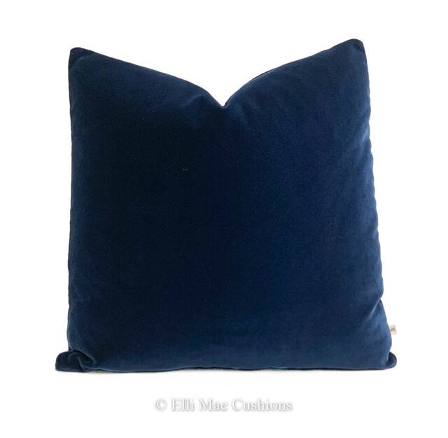 Luxury Designer Designers Guild Plain Blue Velvet Cushion Pillow Throw Cover - image 1