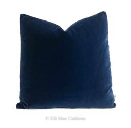 Luxury Designer Designers Guild Plain Blue Velvet Cushion Pillow Throw Cover - thumbnail 1