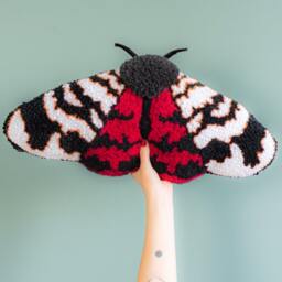 Pillow Moth Arctia Punchneedle Embroidery, Living Room Decor Pillow, Bug Inspired By Nature - thumbnail 1