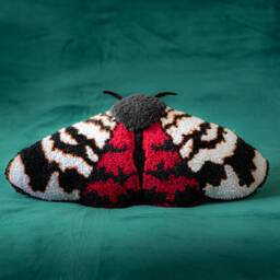 Pillow Moth Arctia Punchneedle Embroidery, Living Room Decor Pillow, Bug Inspired By Nature - thumbnail 3