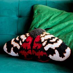 Pillow Moth Arctia Punchneedle Embroidery, Living Room Decor Pillow, Bug Inspired By Nature - thumbnail 2