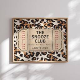 The Snooze Club Sign Trendy Wall Art Bedroom Stay in Bed, Above Bed Typography Funny Poster Because 5 More Minutes Matter, Leopard - thumbnail 1
