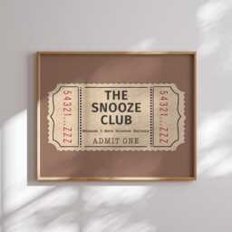 The Snooze Club Sign Trendy Wall Art Bedroom Stay in Bed, Above Bed Typography Funny Poster Because 5 More Minutes Matter, Leopard - thumbnail 3