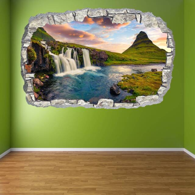 Waterfall Mountain Sunset Wall Decal Sticker Mural Poster Print Art Home Decor Cz5 - image 1