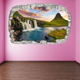 Waterfall Mountain Sunset Wall Decal Sticker Mural Poster Print Art Home Decor Cz5 - thumbnail 2