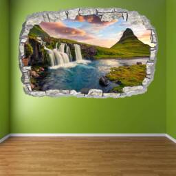 Waterfall Mountain Sunset Wall Decal Sticker Mural Poster Print Art Home Decor Cz5 - thumbnail 1
