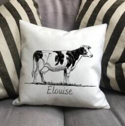 Personalised Holstein Dairy Cow Country Canvas Cushion - Customised Linen Cover With Inner Filler Farm Animal - thumbnail 3