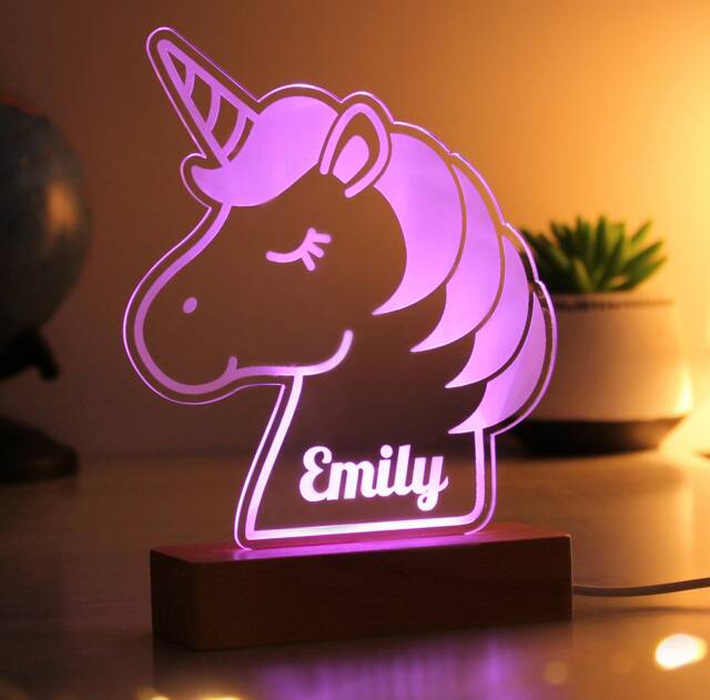 Personalised Unicorn Night Light - Kids Bedroom Decor Children's Lights Bedrooms - image 1