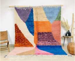 Moroccan Multicolor Berber Rug, Boho Nursery Handwoven Wool Shag Authentic Beni Ourain Carpet, Large Area Rug