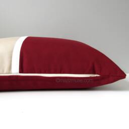 Burgundy & Antique Beige Sunbrella?? Outdoor Pillow Cover in Modern Color Block, Masculine Cherry Wine Cushions For Pool & Patio, Mazizmuse - thumbnail 2