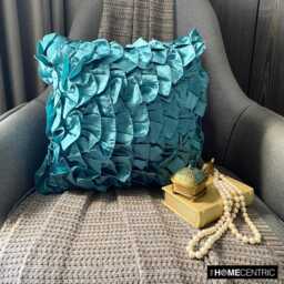 "Satin Teal Blue Pillow Sofa 16""x16" - thumbnail 2