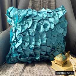 "Satin Teal Blue Pillow Sofa 16""x16" - thumbnail 1