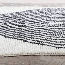 Hand Knotted Beni Ourain Rug - Black & White Striped Moroccan Wool - thumbnail 3