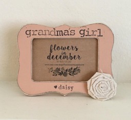 Personalized Grandma Picture Frame With Flower, Shabby Chic Cottage Decor