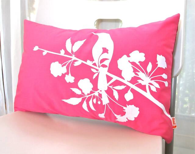 Hot Pink Blooming Blossom Rectangle Pillow - image 1
