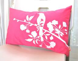 Hot Pink Blooming Blossom Rectangle Pillow - thumbnail 1