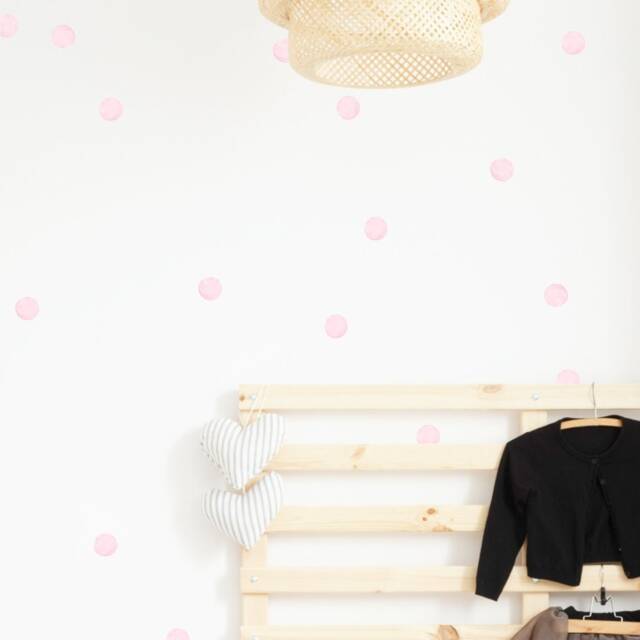 Polka Dots Watercolor, Pastel Pink Nursery Decoration, Wall Decals Pink Polka Dots, Girl Room A83 - image 1