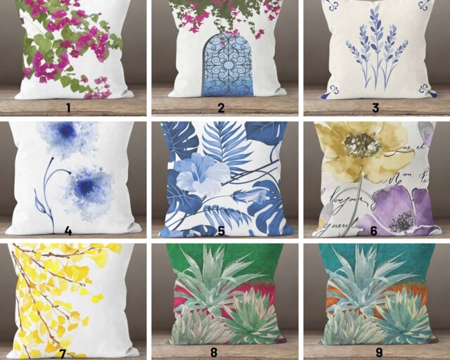 Flower Cushion Cover/Plants Pillow Case/Decorative Modern Green Leaf Home Textile/Summer Trend Case/Digital Printing Spring Decor - image 1