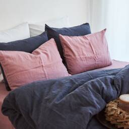 Handmade Linen Duvet Cover Charcoal Dyed Bedding, King & Queen - thumbnail 3