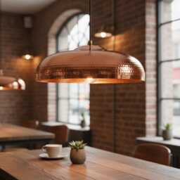 Copper Dome Pendant Light, Handcrafted Rustic Hanging Lamp For Farmhouse Kitchen Island - thumbnail 3