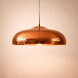 Copper Dome Pendant Light, Handcrafted Rustic Hanging Lamp For Farmhouse Kitchen Island - thumbnail 2