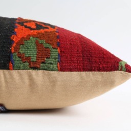 Handwoven Kilim Pillow Cover 80-Year-Old Bohemian Decor - 12'' X 16'' - thumbnail 2